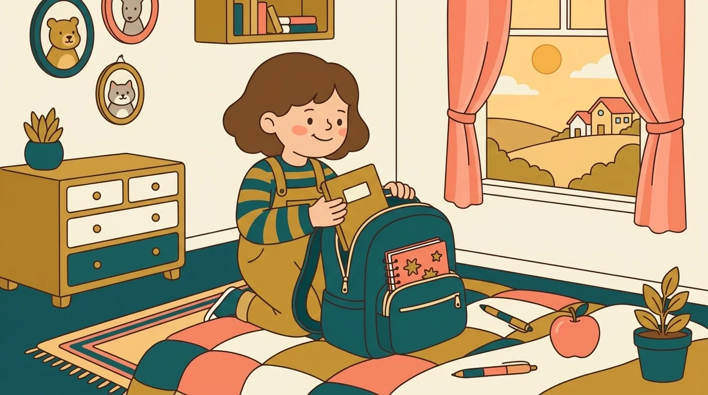 Un enfant de CM2 prépare son cartable et son agenda pour l'entrée en 6e, gagnant en autonomie