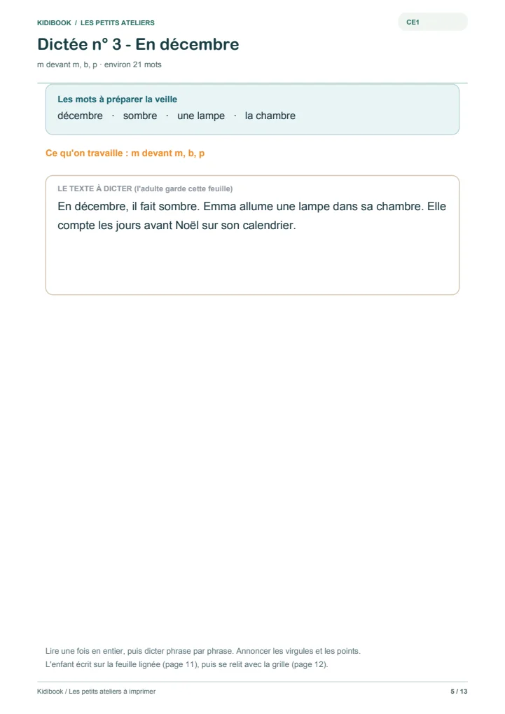 La feuille lignée pour écrire la dictée