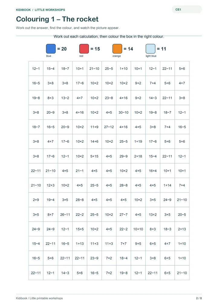 Magic colouring CE1 to print — preview