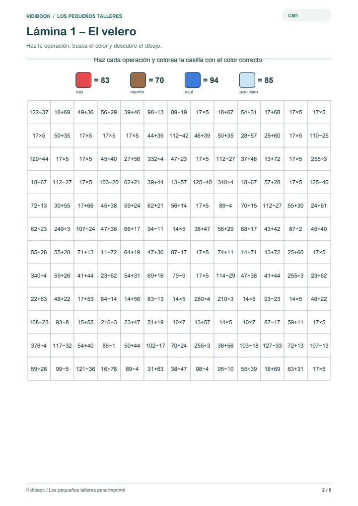 Coloreado mágico CM1 para imprimir — vista previa