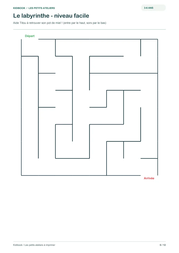 Labyrinthe à imprimer pour enfant de maternelle